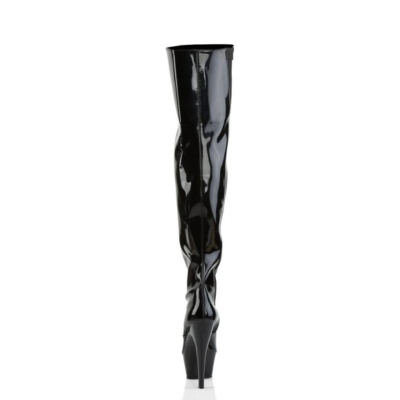 Pleaser Kiss 3010 Black Thigh High Boots - Picture 3 of 5